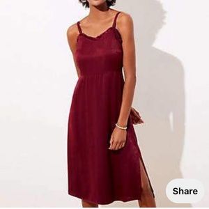 Loft burgundy midi dress. NWT.